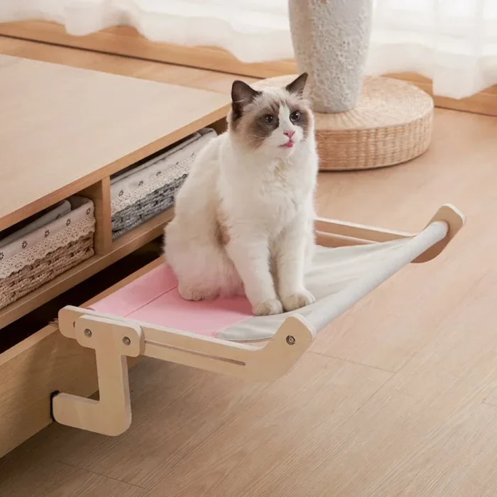 Sturdy Cat Window Wooden Assembly Hanging Bed Cotton Canvas Easy Washable Multi-Ply Plywood Hot Selling Hammock Nest Beds - Image 2