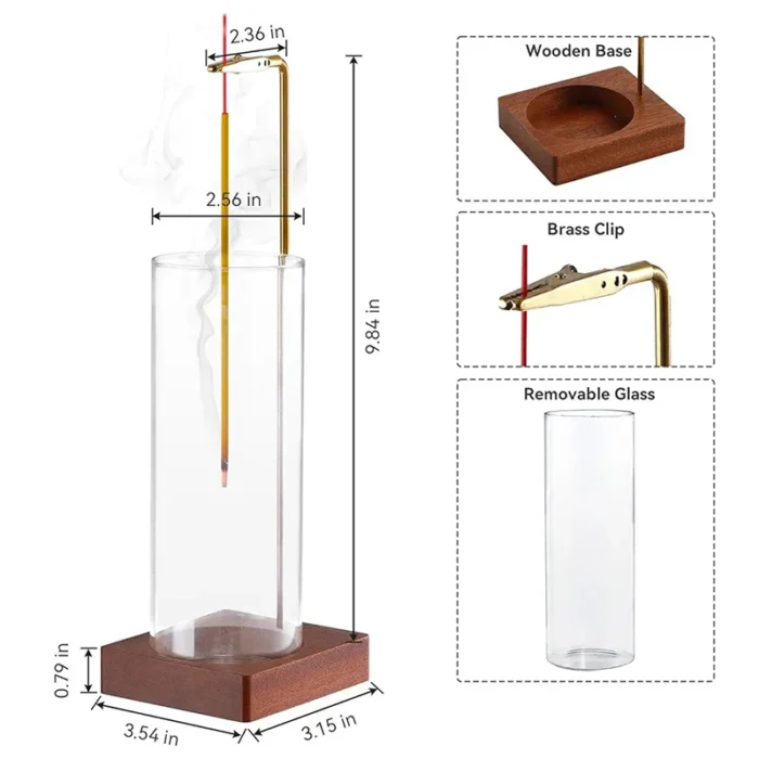 Incense Holder,Incense Holder For Sticks,Removable Glass Ash Catcher, Mess-Free Incense Burner,Meditation,Yoga,Spa - Image 2