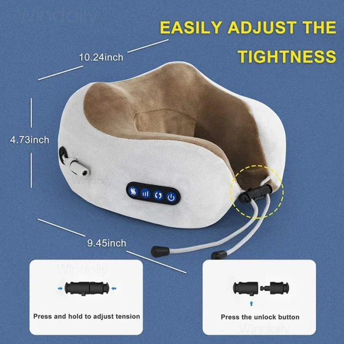 Electric Neck Massager With Heat Vibration 3D Kneading Shiatsu Massage U Shaped Pillow For Shoulder Cervical Pain Relief Fatigue - Image 5
