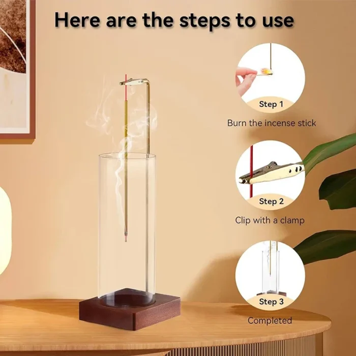 Incense Holder,Incense Holder For Sticks,Removable Glass Ash Catcher, Mess-Free Incense Burner,Meditation,Yoga,Spa - Image 4