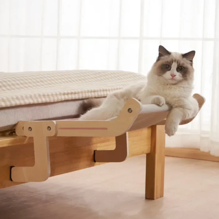 Sturdy Cat Window Wooden Assembly Hanging Bed Cotton Canvas Easy Washable Multi-Ply Plywood Hot Selling Hammock Nest Beds - Image 5