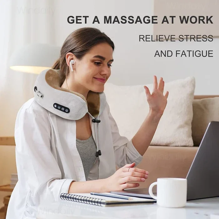 Electric Neck Massager With Heat Vibration 3D Kneading Shiatsu Massage U Shaped Pillow For Shoulder Cervical Pain Relief Fatigue - Image 6