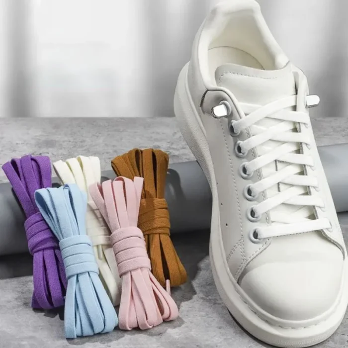 Flat Elastic Shoe Laces Sneakers No Tie Shoelaces for Shoes Tennis Quick Shoelace Clips Without Ties Shoe Accessories Kids Adult - Image 1
