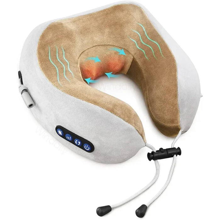Electric Neck Massager With Heat Vibration 3D Kneading Shiatsu Massage U Shaped Pillow For Shoulder Cervical Pain Relief Fatigue - Image 1