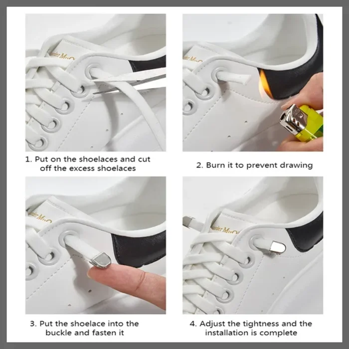 Flat Elastic Shoe Laces Sneakers No Tie Shoelaces for Shoes Tennis Quick Shoelace Clips Without Ties Shoe Accessories Kids Adult - Image 6