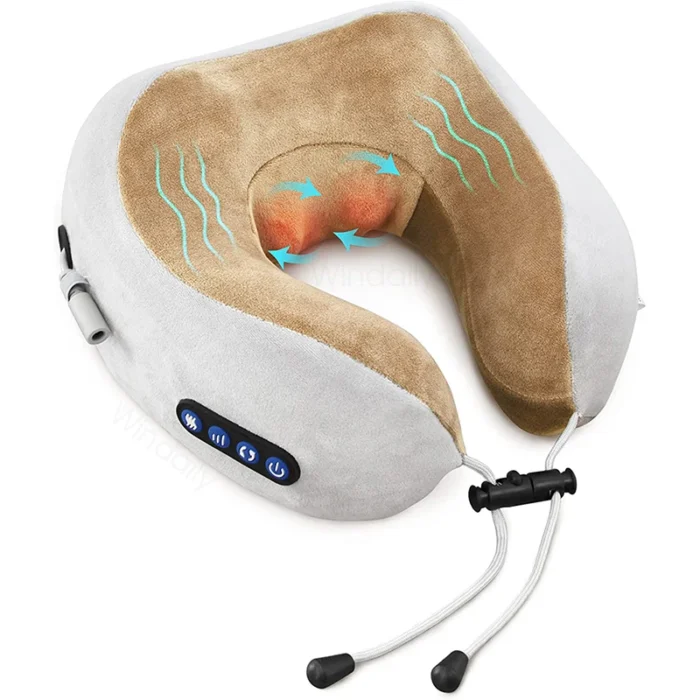 Electric Neck Massager With Heat Vibration 3D Kneading Shiatsu Massage U Shaped Pillow For Shoulder Cervical Pain Relief Fatigue - Image 8