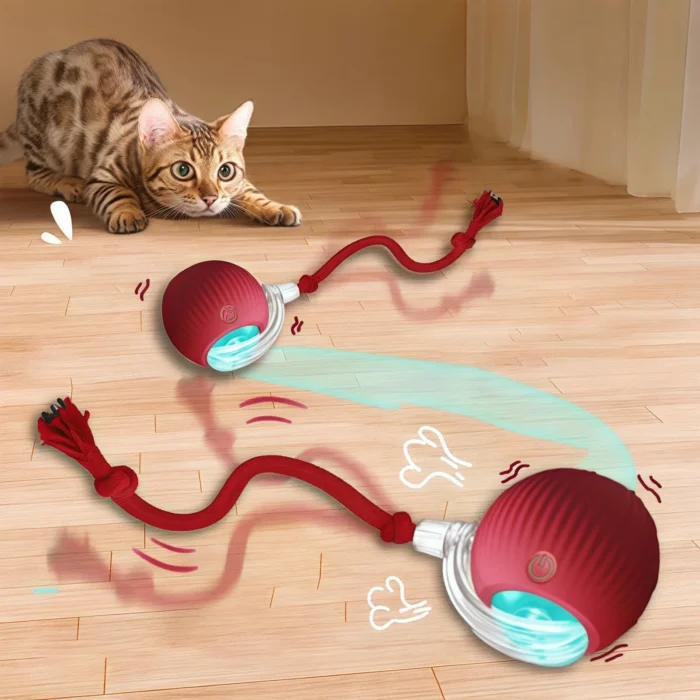 Cat Interactive Ball Toy Automatic Rolling Ball Faux Tail Rechargeable Smart Pet Electric Toy Dog Cat Training Imitate Mouse - Image 1