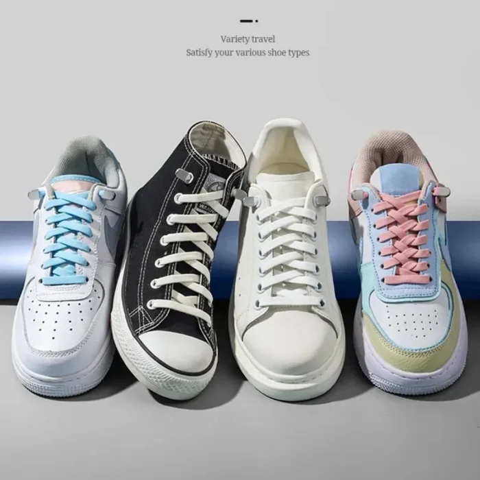 Flat Elastic Shoe Laces Sneakers No Tie Shoelaces for Shoes Tennis Quick Shoelace Clips Without Ties Shoe Accessories Kids Adult - Image 3