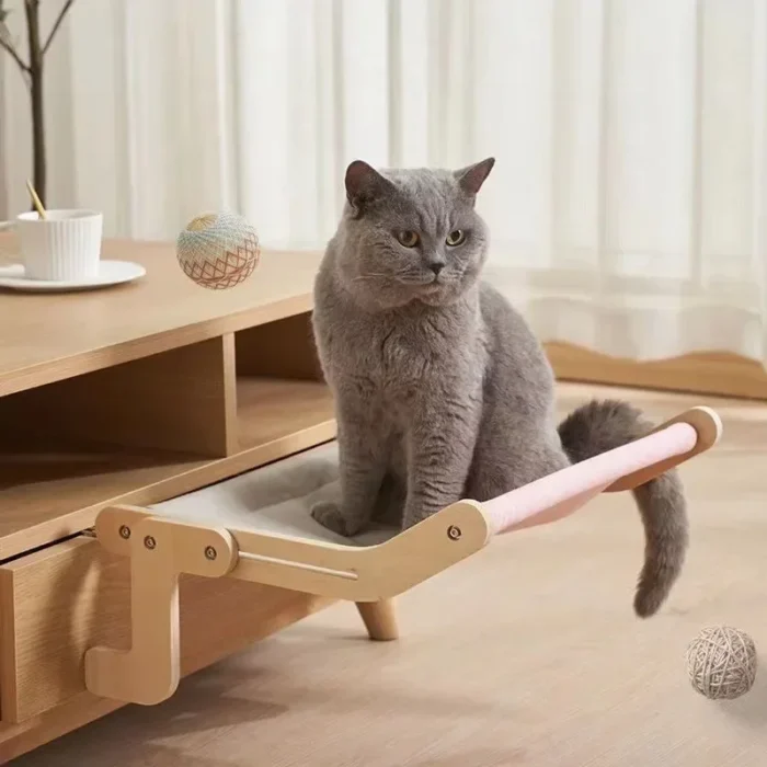 Sturdy Cat Window Wooden Assembly Hanging Bed Cotton Canvas Easy Washable Multi-Ply Plywood Hot Selling Hammock Nest Beds - Image 1